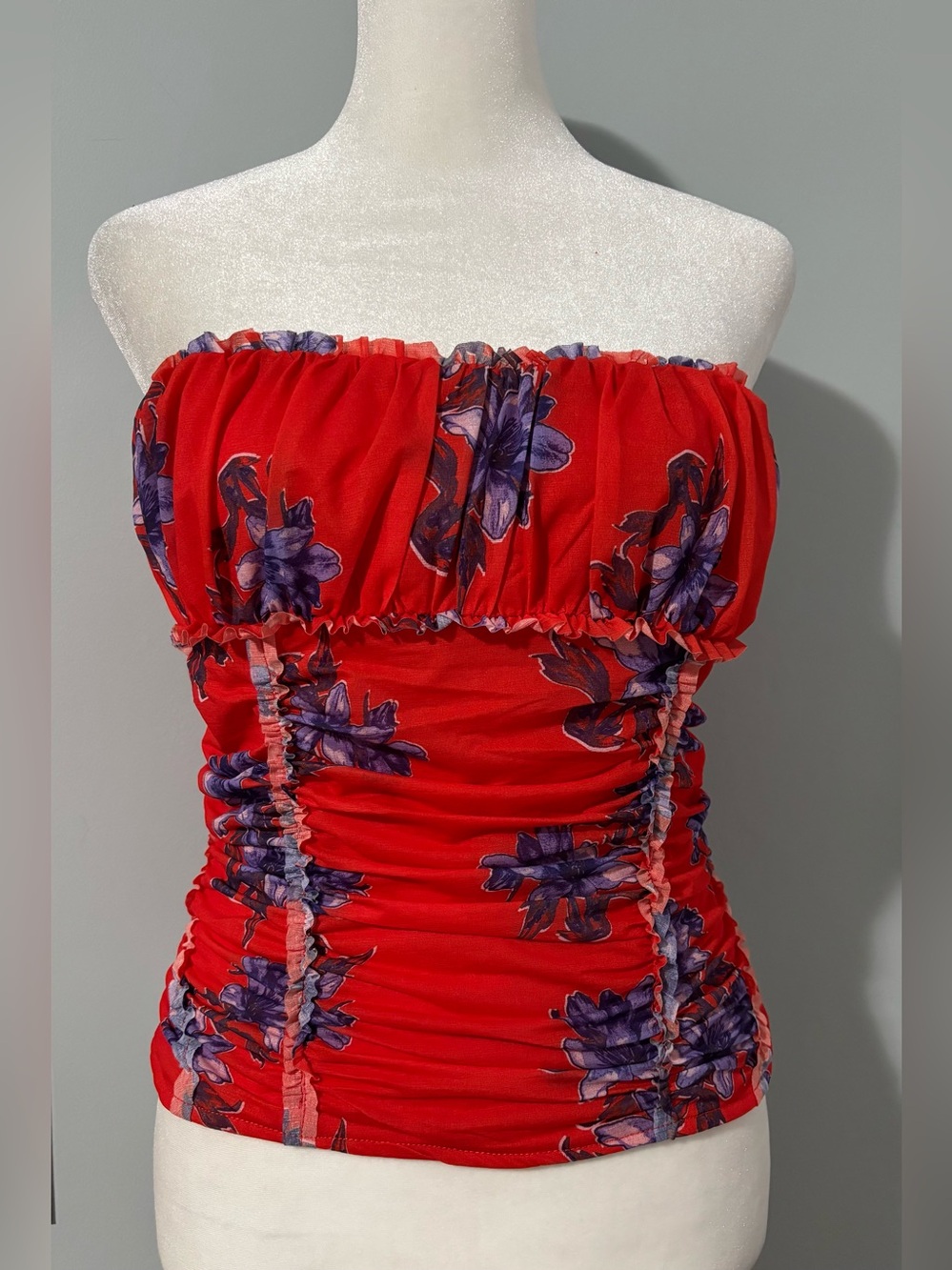Free People Rust Orange Smocked Tube Top Size M